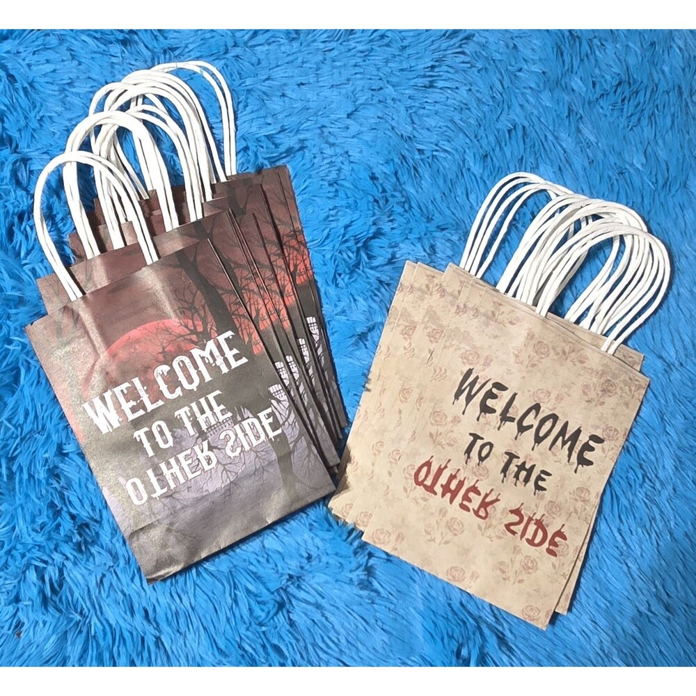 Welcome To The Other Side Halloween Paper Gift Bags With Handles 16ct 2 Designs